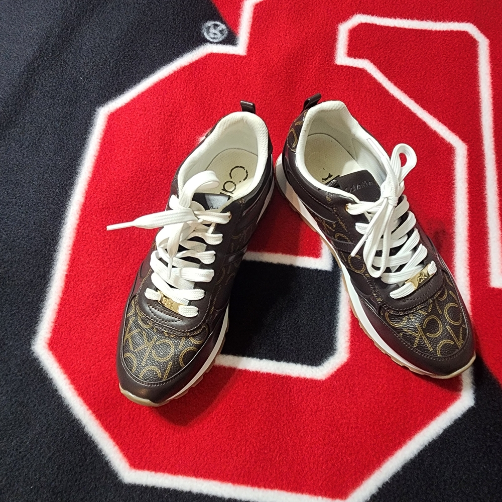 KALVIN KLEIN Women's Signature Brown Athletic Shoes